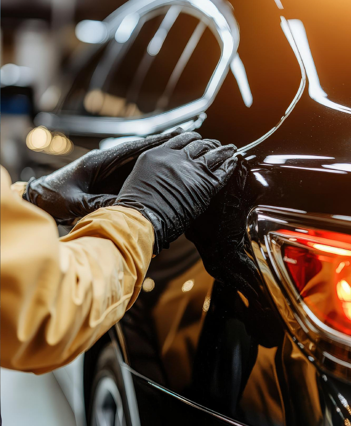 Travaux de carrosserie sur véhicule noir réalisés par Garage Planuya